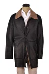 Hettabretz Isa Midnight Brown Leather Shearling Overcoat In Black