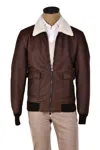Hettabretz Leather Shearling Bomber Jacket In Brown