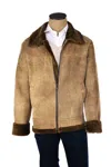 Hettabretz Suede Belted Shearling Overcoat In Brown