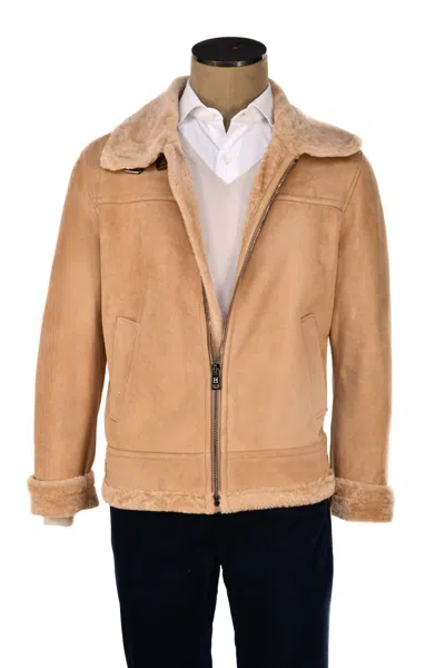 Hettabretz Suede Belted Shearling Overcoat In Brown
