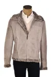 Hettabretz Suede Belted Shearling Overcoat In Gray
