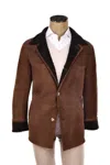 Hettabretz Suede Curly Shearling Coat In Brown