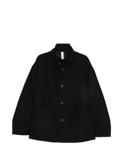 Hevo Button-fastening Coat In Black