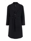 HEVO BLACK SINGLE-BREASTED COAT WITH NOTCHED REVERS IN WOOL BLEND MAN