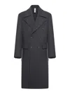 Hevo Double-breasted Herringbone Coat In Gray