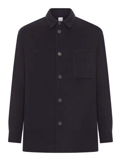 Hevo Bari Wool Overshirt In Black