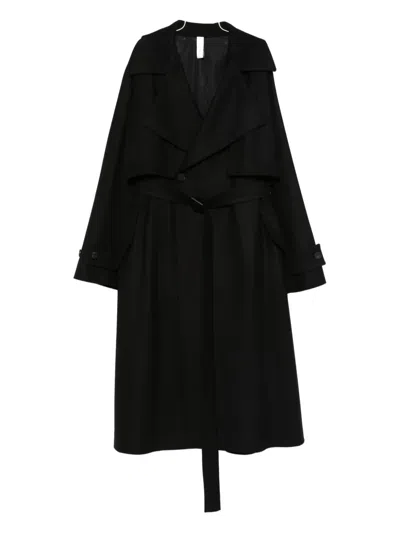 Hevo Belted Double-breasted Coat In Black