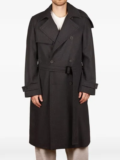 Hevo Belted Double-breasted Trench Coat In Grey