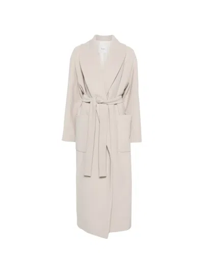 Hevo Belted Shawl-collar Coat In Neutral