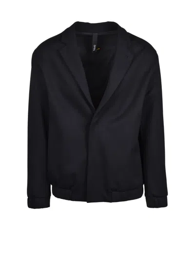 Hevo Black Calamarena Snap Closure Viscose-blend Coat In Blue