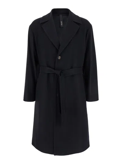 Hevo Black Single-breasted Coat With Notched Revers In Wool Blend Man