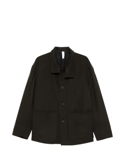 Hevo Button-up Patch-pocket Short Coat In 브라운