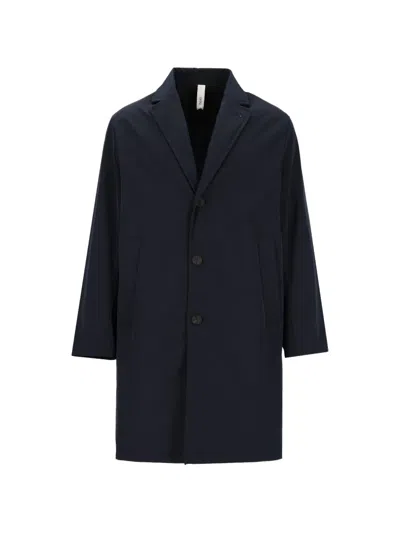 Hevo Cassano Single-breasted Notched-lapel Coat In Blue