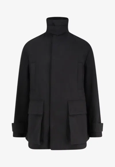 Hevo Castel Del Monte High-neck Jacket In Black
