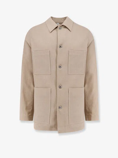 Hevo Castelluccio Cotton And Linen Jacket In Nude
