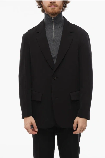 Hevo Center Vent Notch Lapel Flap Pocket Galatina 2-button Blazer In Black