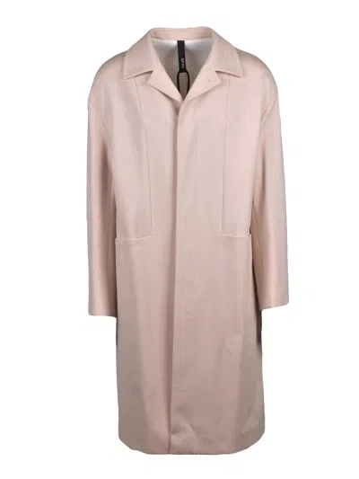 Hevo Cream Fluid Drape Viscose-blend Long Coat In Pink