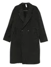 Hevo Double-breasted Herringbone Coat In Black