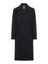 Hevo Double-breasted Herringbone Coat In Black