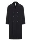 Hevo Double-breasted Wool Coat In Black