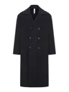 Hevo Double-breasted Wool Coat In Black