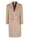 Hevo Double-breasted Wool Coat In Brown