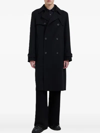 Hevo Double-breasted Belted Coat In Black