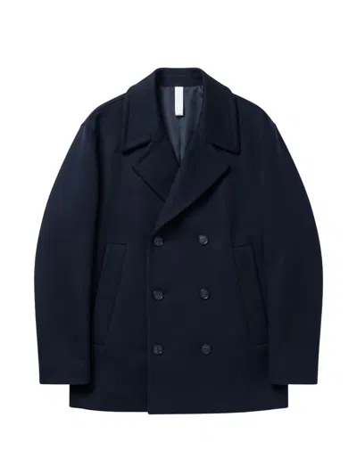 Hevo Double-breasted Peacoat In Blue