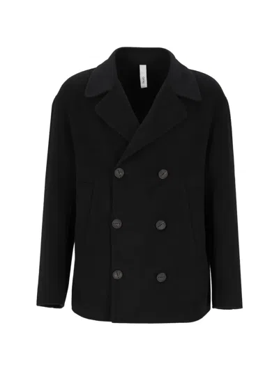 Hevo Double-breasted Peak-lapels Coat In Black