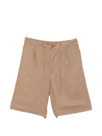 Hevo Drawstring Pleated Shorts In Brown