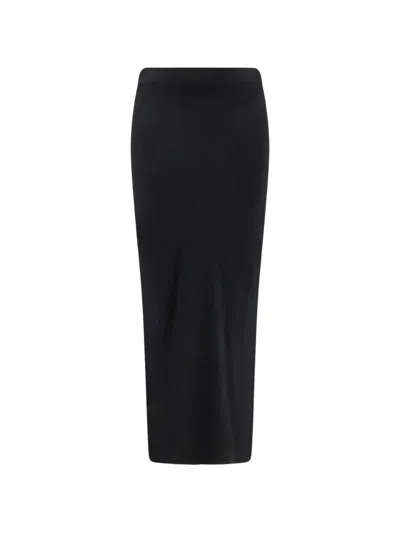 Hevo Elasticated-waistband Back-slit Maxi Skirt In Black