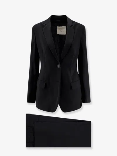 Hevo Frigole Virgin Sheep's Wool Suit In Black
