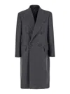 Hevo Grey Double-breasted Coat With Pointed Lapels In Grey