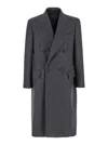 Hevo Grey Double-breasted Coat With Pointed Lapels In Grey