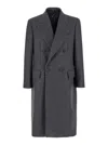 Hevo Grey Double-breasted Coat With Pointed Lapels