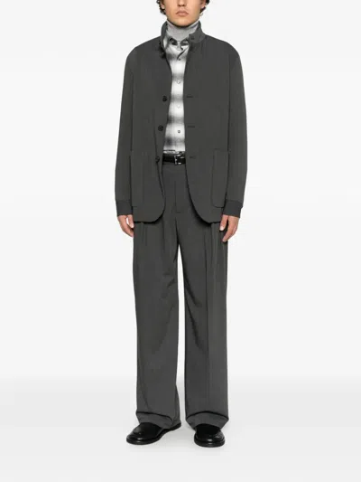 Hevo High-neck Button-up Jacket In Grey