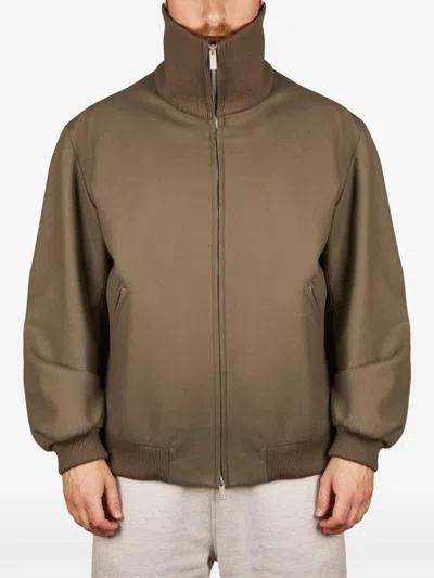 Hevo High-neck Zip-up Bomber Jacket In Brown