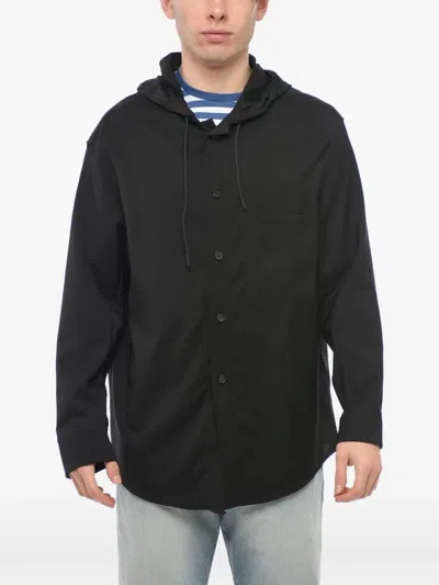 Hevo Hooded Chest-pocket Lightweight Jacket In Black