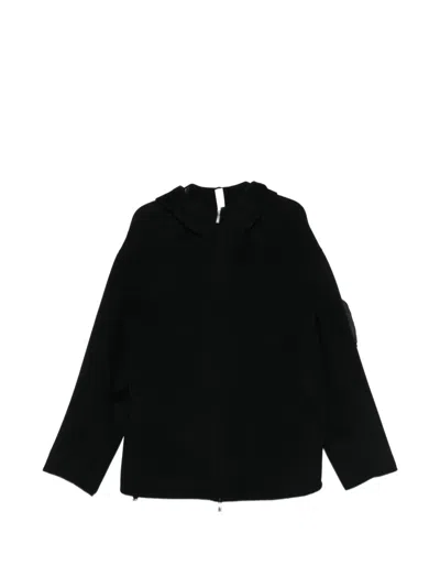 Hevo Hooded Zip-up Coat In Black