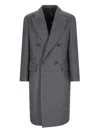 Hevo Grey Double-breasted Coat With Pointed Lapels In Grey
