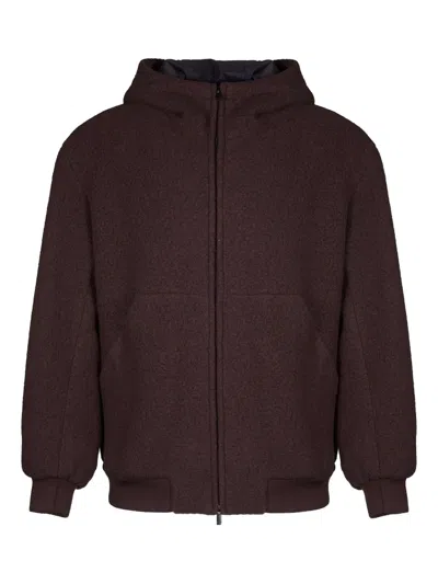 Hevo Japigia Hooded Zip-up Jacket In Brown