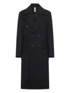 Hevo Double-breasted Herringbone Coat In Black