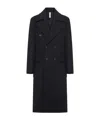 Hevo Double-breasted Herringbone Coat In Black