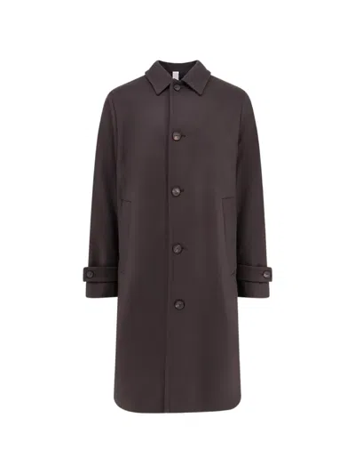 Hevo Loconia Button-up Single-breasted Coat In Brown