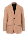 Hevo Hevò Man Blazer Camel Size 38 Virgin Wool, Polyester, Elastane In Beige