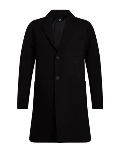 Hevo Hevò Man Coat Black Size 40 Polyester, Viscose, Elastane