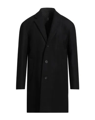 Hevo Hevò Man Coat Black Size 40 Virgin Wool, Polyamide In Blue