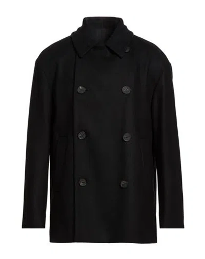 Hevo Hevò Man Coat Black Size 40 Virgin Wool, Polyamide