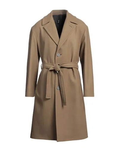 Hevo Hevò Man Coat Camel Size 36 Virgin Wool, Polyamide In Beige
