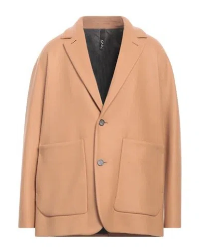 Hevo Hevò Man Coat Camel Size 42 Virgin Wool, Polyamide In Beige